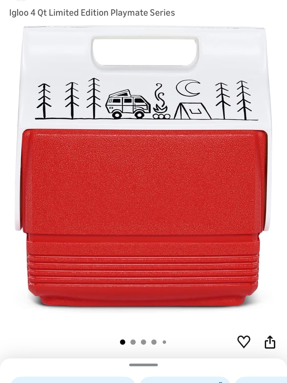 Igloo Red and White Playmate Cooler with Camping Graphic; limited edit